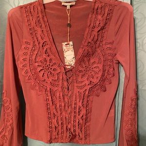 buckle long sleeve lace up shirt